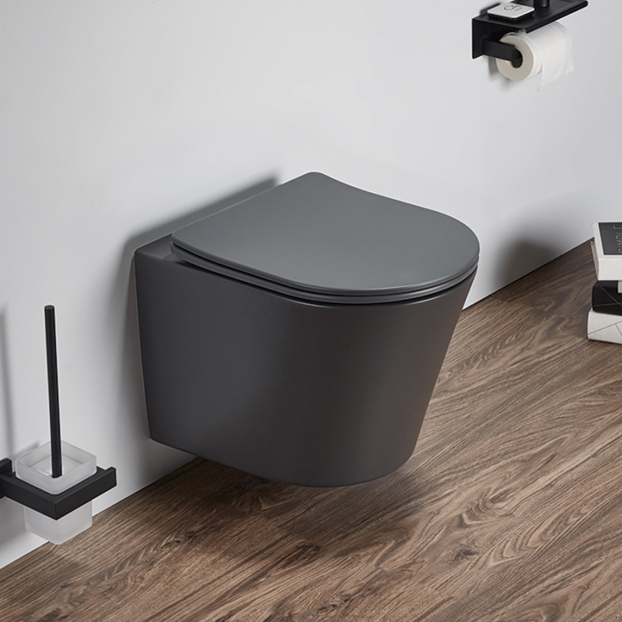 Унитаз подвесной AVS Спектр безободковый, темно-серый матовый Унитаз подвесной AVS Спектр безободковый, темно-серый матовый