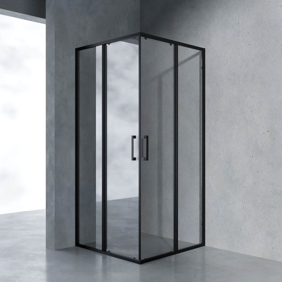 Душевой уголок AVS Куб Лайт 90x90 профиль черный матовый, стекло прозрачное