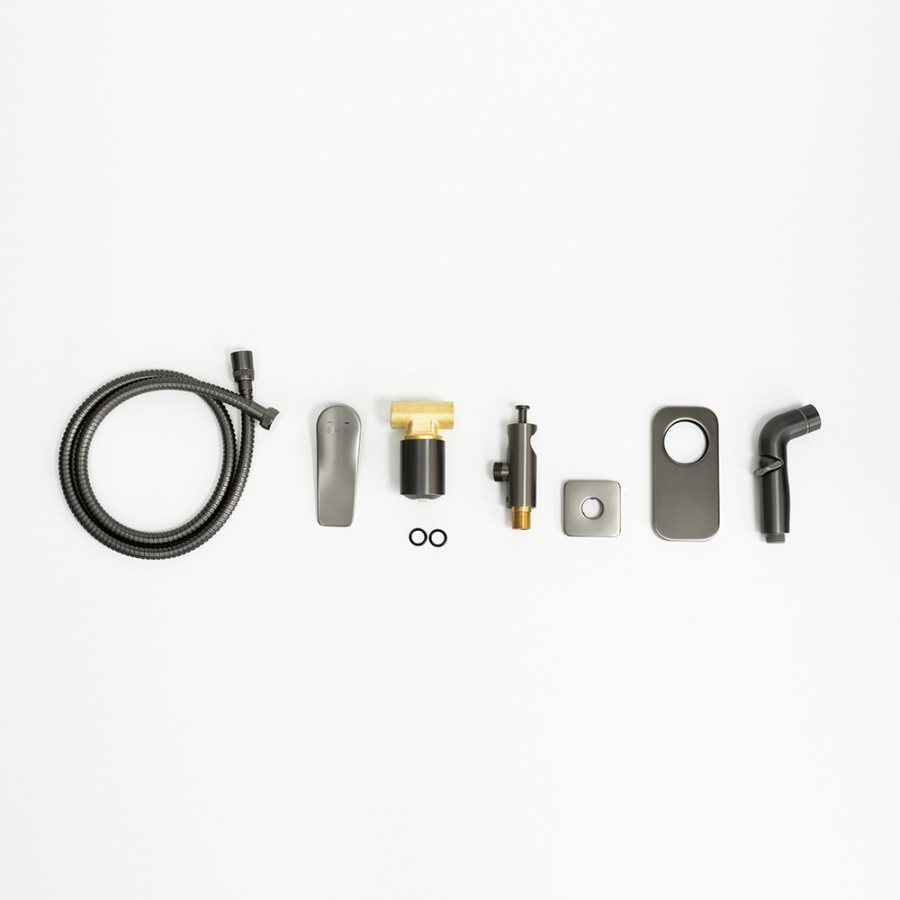 Гигиенический душ со смесителем Lemark Bronx LM3719GM С ВНУТРЕННЕЙ ЧАСТЬЮ, графит