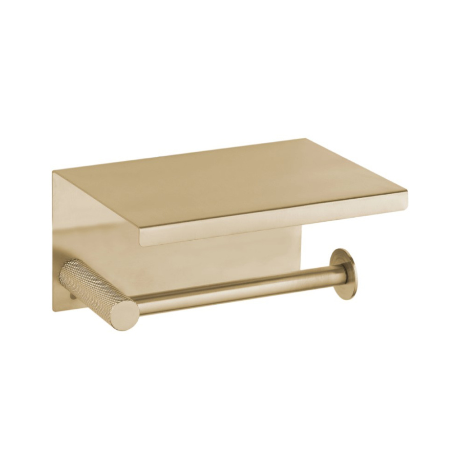 Держатель для туалетной бумаги Boheme Uno 10971-MG золото матовое, с полочкой