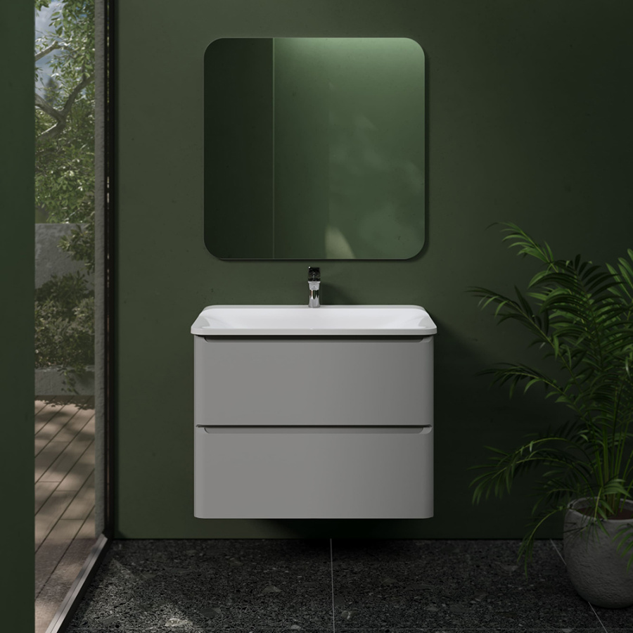 Тумба с раковиной RAVAL Welto 80 2 ящика, светло-серая Тумба с раковиной RAVAL Welto 80 2 ящика, светло-серая