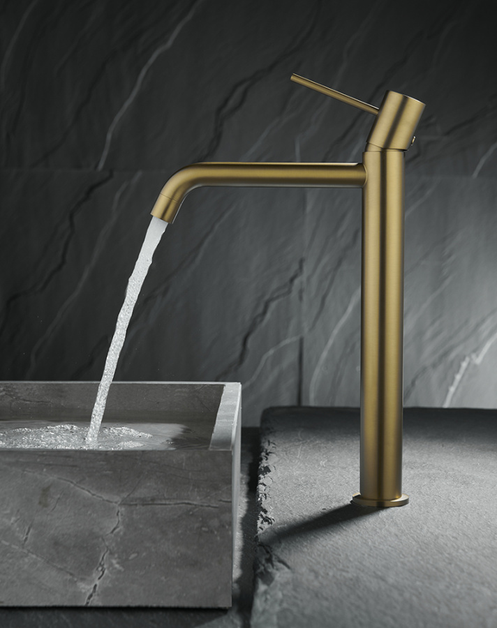 Смеситель для раковины AVS Slimmer высокий, брашированное золото Смеситель для раковины AVS Slimmer высокий, брашированное золото