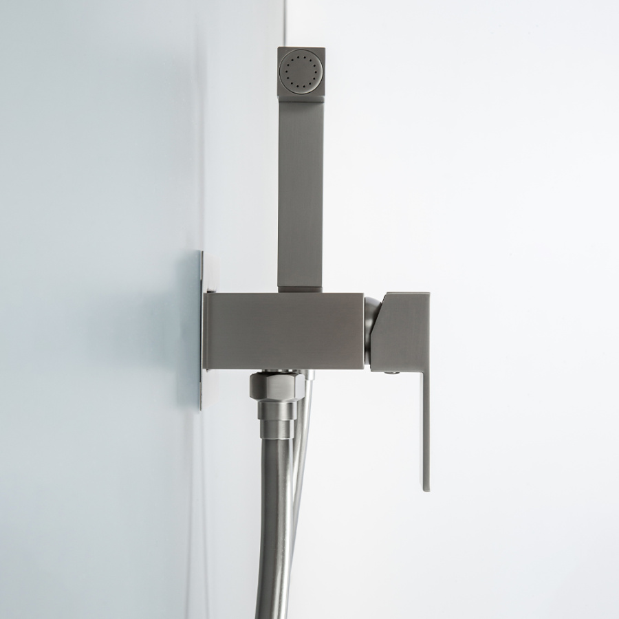 Гигиенический душ со смесителем AVS Cube оружейная сталь