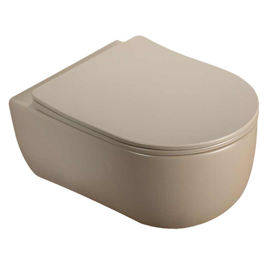Унитаз подвесной AVS Диапазон безободковый, капучино матовый Унитаз подвесной AVS Диапазон безободковый, капучино матовый