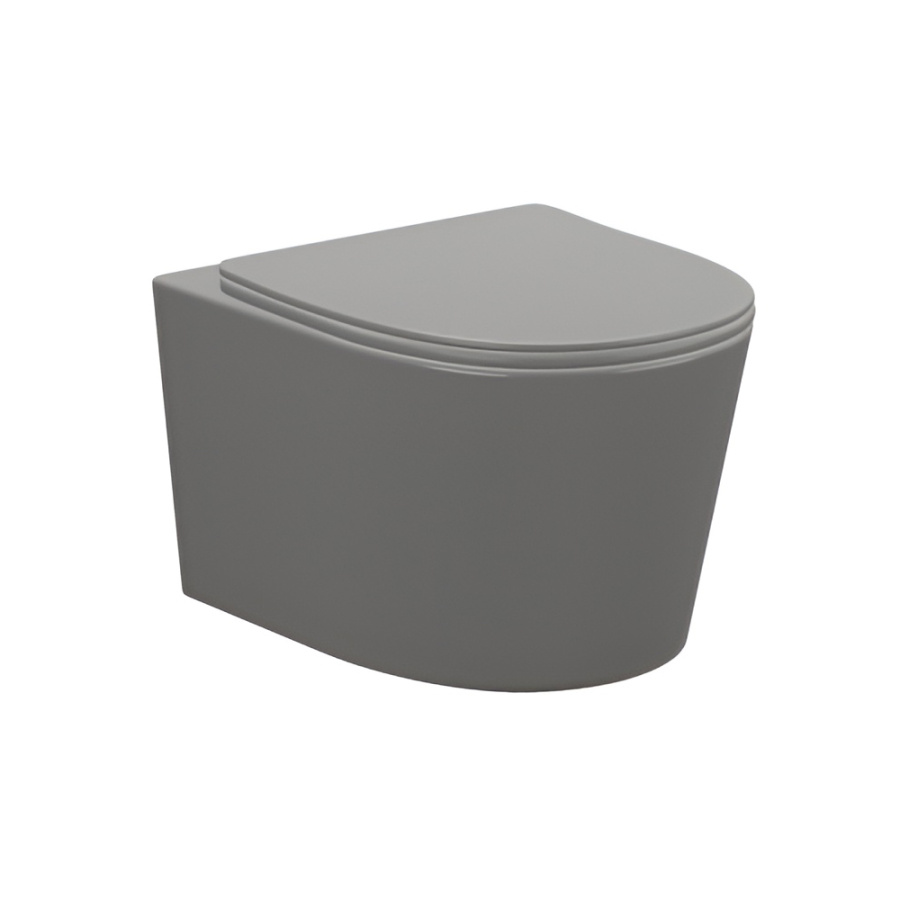 Унитаз подвесной AVS Спектр безободковый, цементно-серый матовый Унитаз подвесной AVS Спектр безободковый, цементно-серый матовый