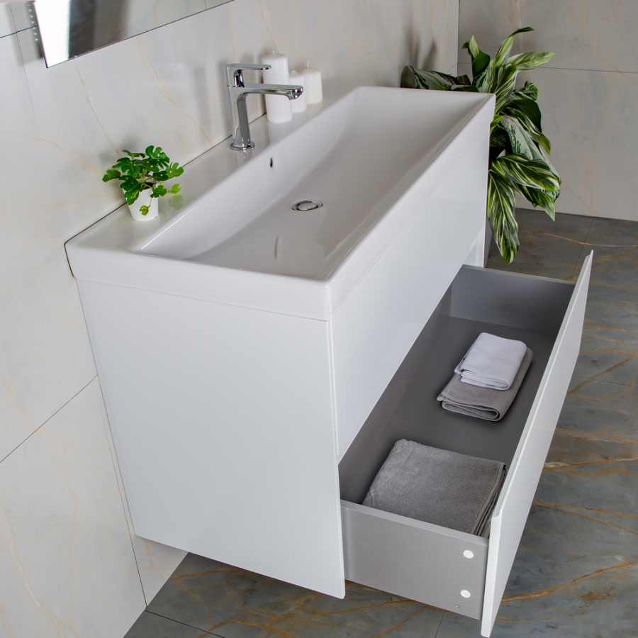 Тумба с раковиной AVS Вернисаж 100 белая глянцевая (раковина белая), подвесная 2 ящика Тумба с раковиной AVS Вернисаж 100 белая глянцевая (раковина белая), подвесная 2 ящика