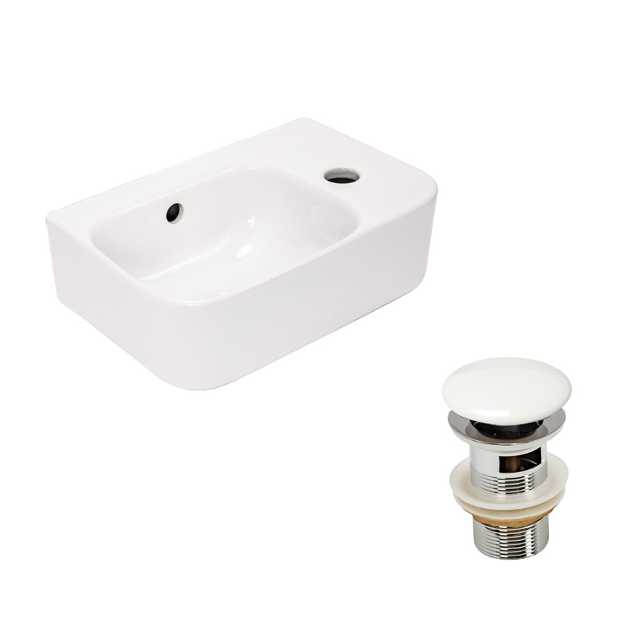 Рукомойник AVS Грэйс 37x25 L, белый с донным клапаном