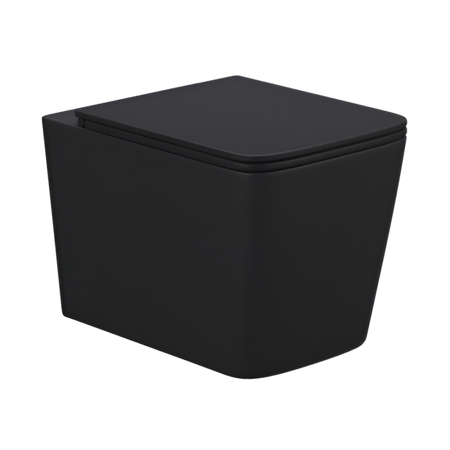 Унитаз подвесной AVS Куб безободковый, черный матовый
