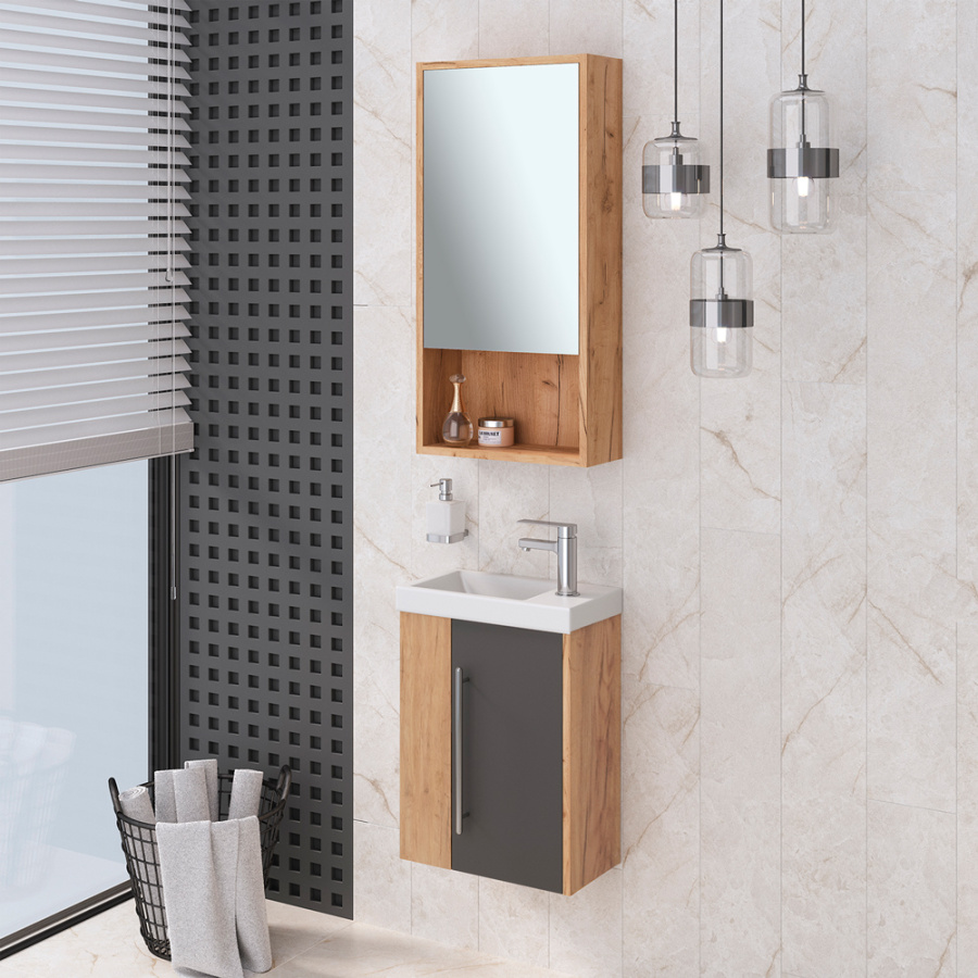 Тумба с раковиной Aqua de Marco Melbourne 40 дуб/серый Тумба с раковиной Aqua de Marco Melbourne 40 дуб/серый
