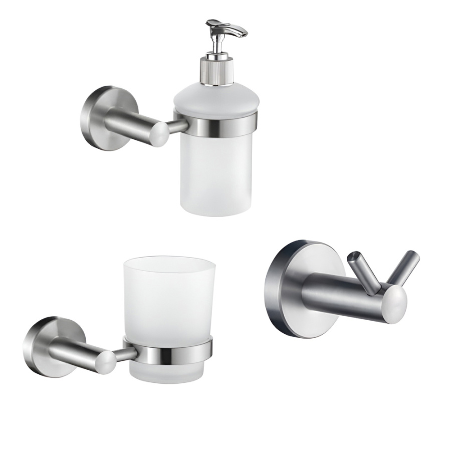 Набор Accoona 121 нержавеющая сталь Стакан+Дозатор+Крючок двойной