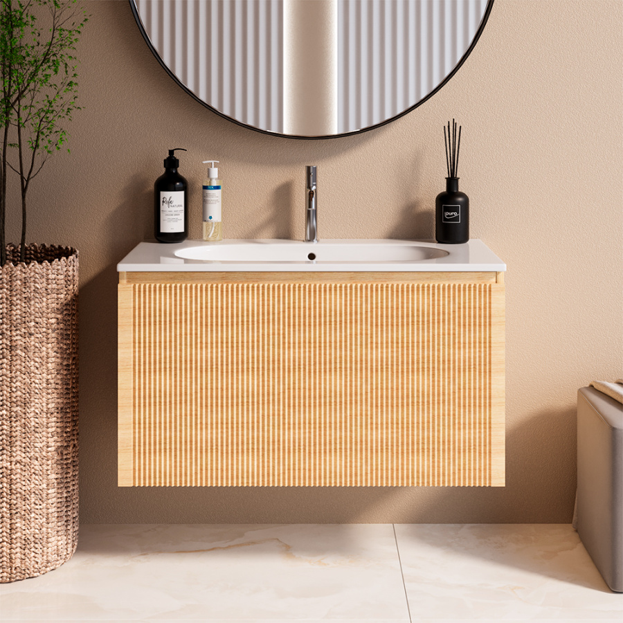 Тумба с раковиной AVS Форте 90 дуб светлый Тумба с раковиной AVS Форте 90 дуб светлый