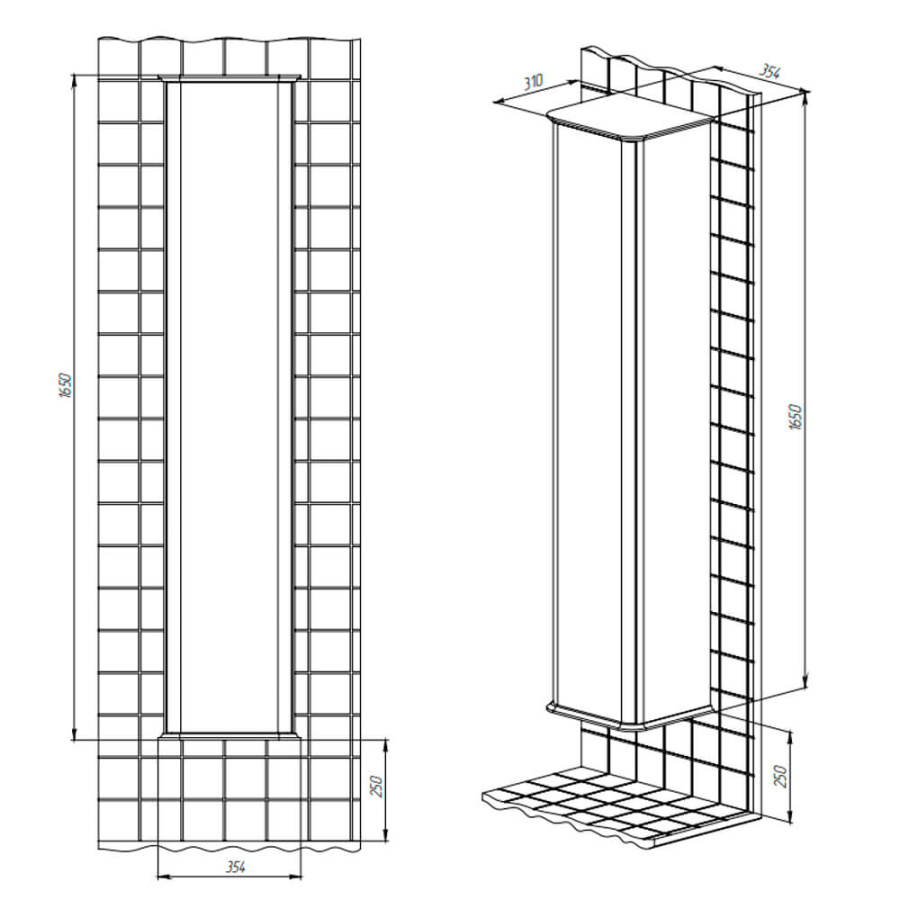 Пенал 354x1650x310 Рим BRIZ 233 04-06035-00 00 Пенал 354x1650x310 Рим BRIZ 233 04-06035-00 00