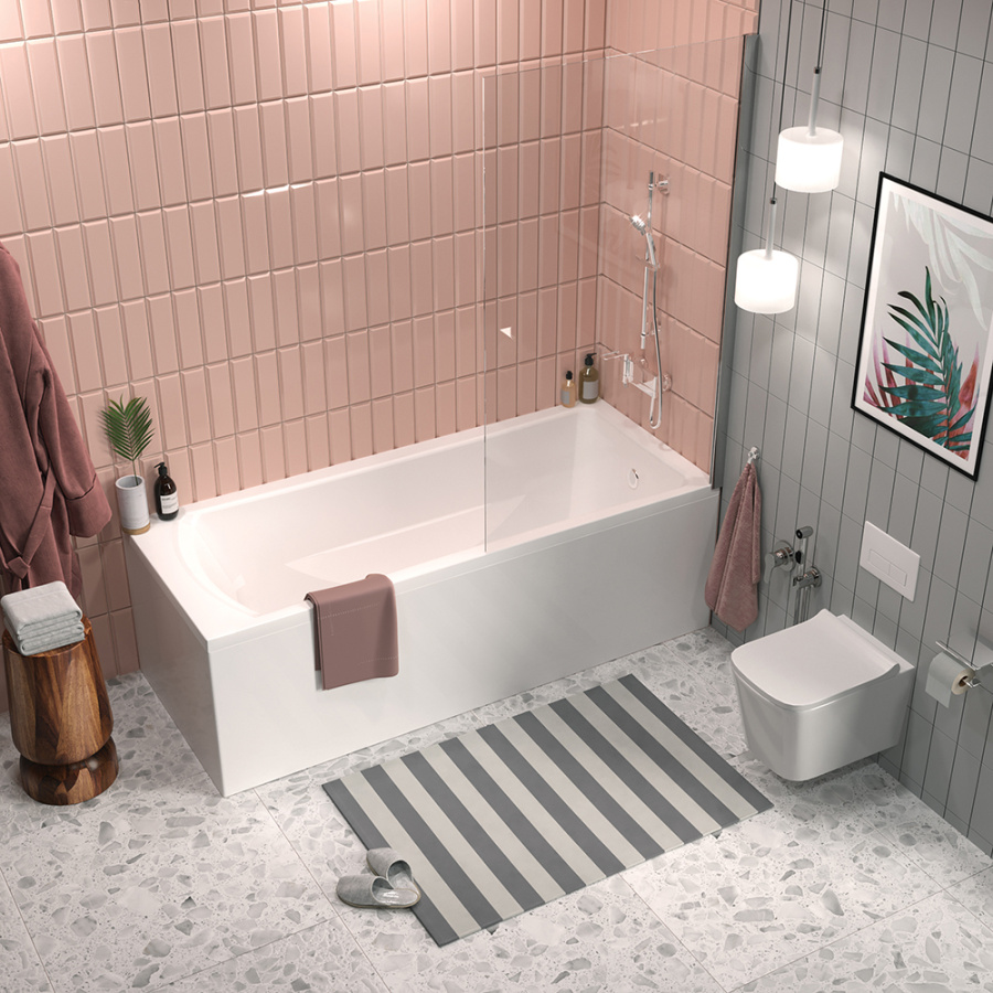 Акриловая ванна Marka One Prime 180x75 белая, с каркасом, экраном, сливом-переливом и ГМ