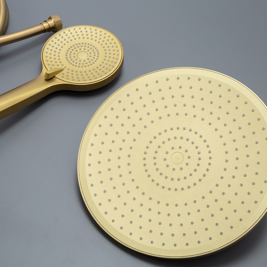 Душевая стойка AVS Slimmer с термостатом, брашированное золото Душевая стойка AVS Slimmer с термостатом, брашированное золото