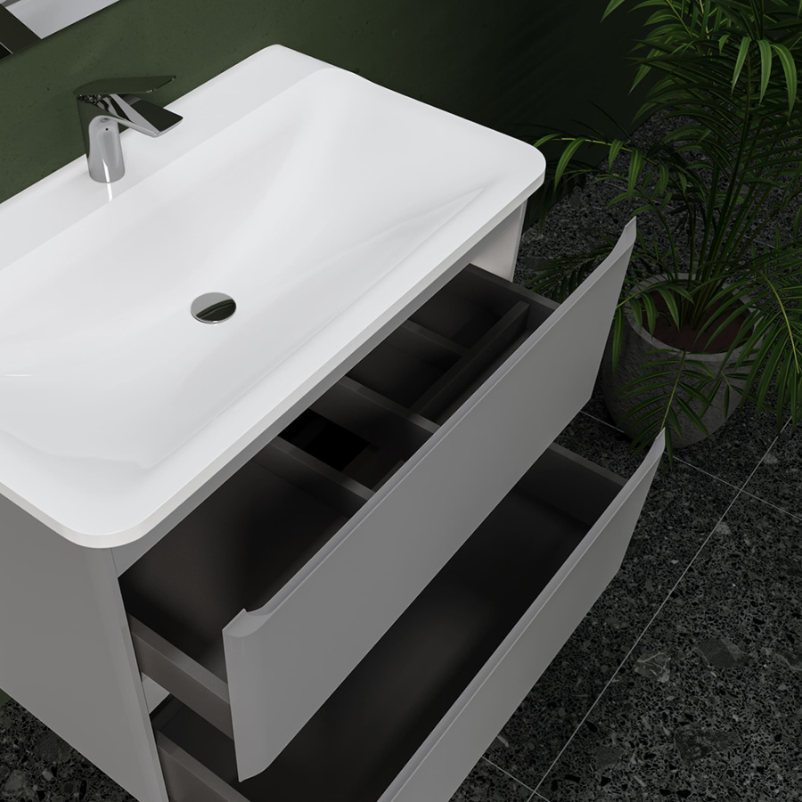 Тумба с раковиной RAVAL Welto 80 2 ящика, светло-серая Тумба с раковиной RAVAL Welto 80 2 ящика, светло-серая