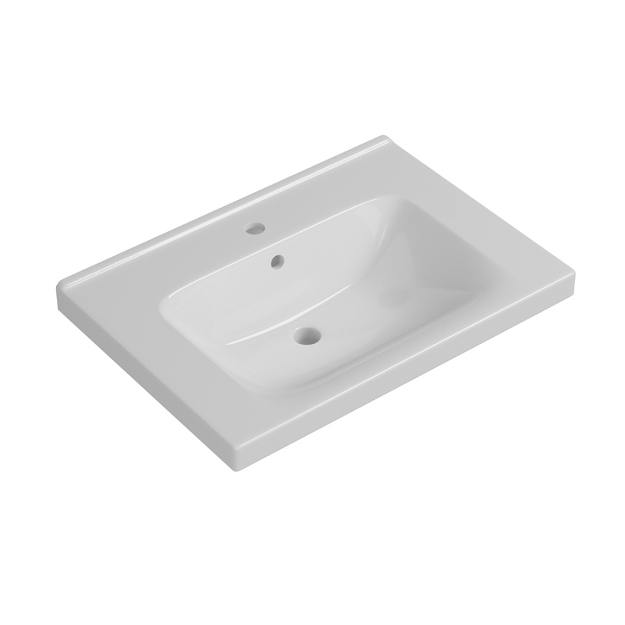 Тумба 650 1 ящ + Раковина Гармония Белый мат Lande DIBORG