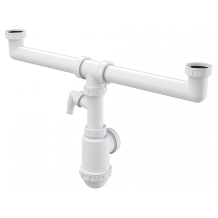 Сифон для сдвоенной мойки ALCAPLAST A448P-DN50/40