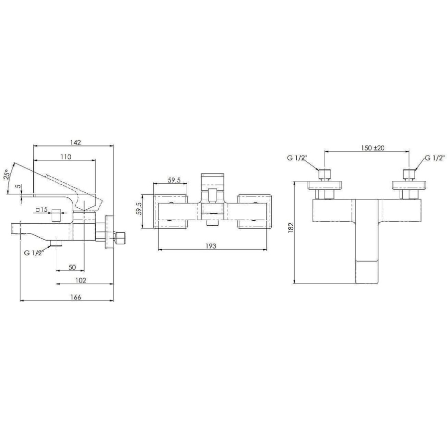 Смеситель для ванны и душа Remer Absolute AU05NO черный матовый