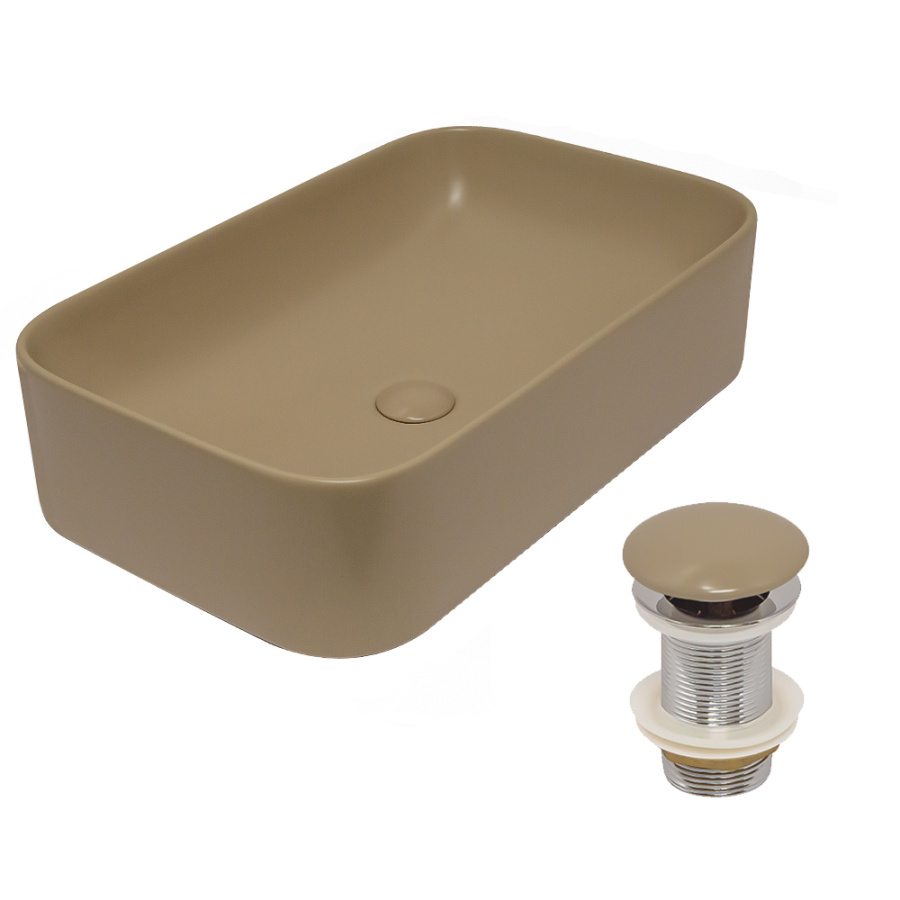 Раковина AVS Скарлет 61x31 капучино матовая с донным клапаном Раковина AVS Скарлет 61x31 капучино матовая с донным клапаном