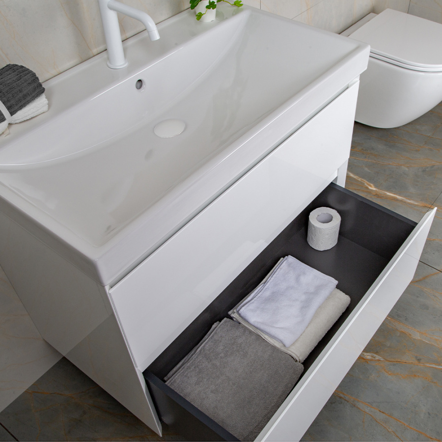 Тумба с раковиной AVS Гармония 80 белая (раковина 02 белая глянцевая) Тумба с раковиной AVS Гармония 80 белая (раковина 02 белая глянцевая)