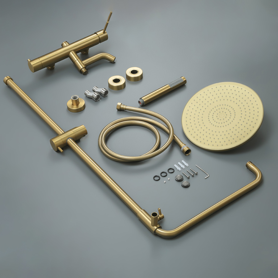 Душевая стойка AVS Slimmer брашированное золото