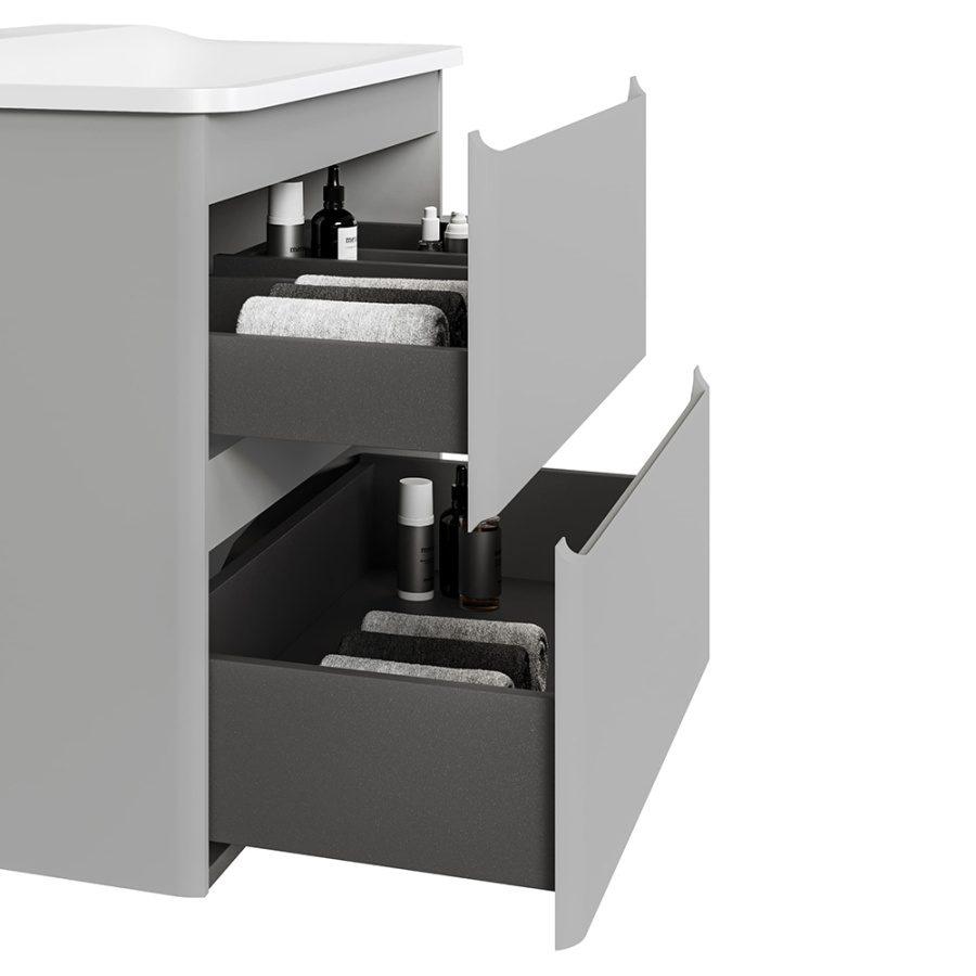 Тумба с раковиной RAVAL Welto 80 2 ящика, светло-серая Тумба с раковиной RAVAL Welto 80 2 ящика, светло-серая