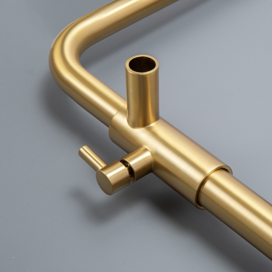 Душевая стойка AVS Slimmer с термостатом, брашированное золото Душевая стойка AVS Slimmer с термостатом, брашированное золото