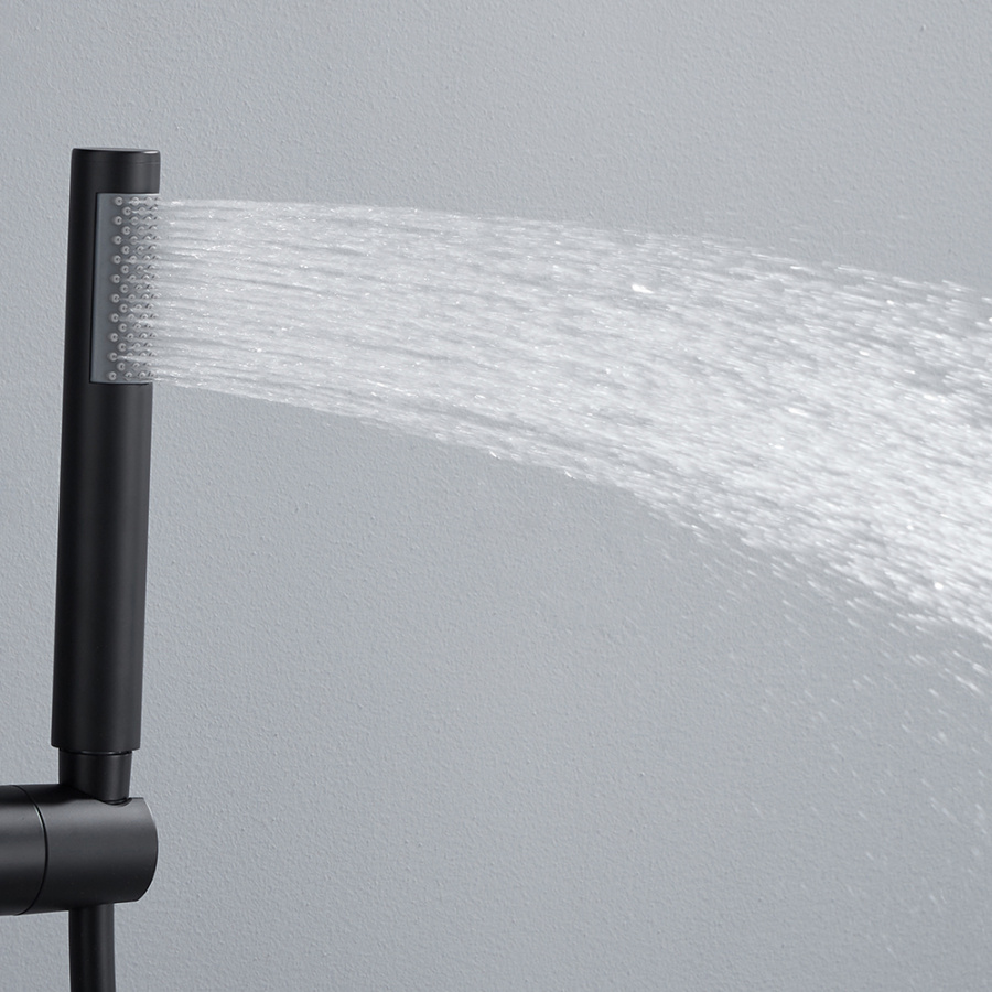 Смеситель для ванны с душем AVS Slimmer напольный, черный матовый