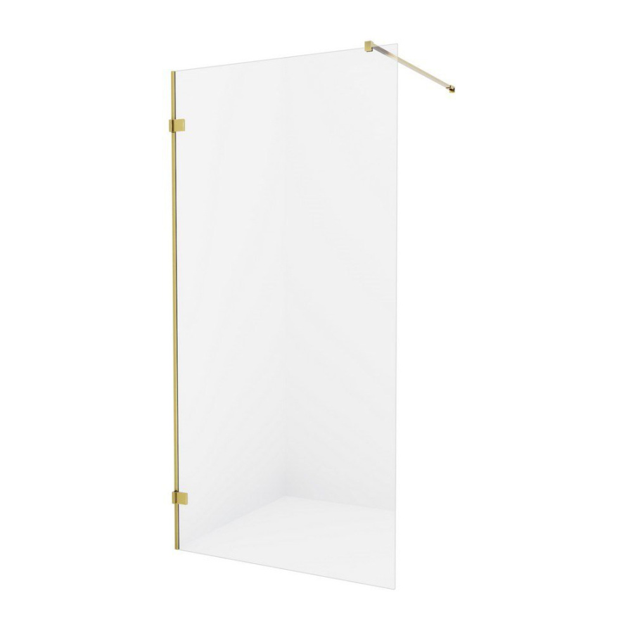 Душевая перегородка New Trendy Avexa Brushed Gold 120 профиль брашированное золото, стекло прозрачное