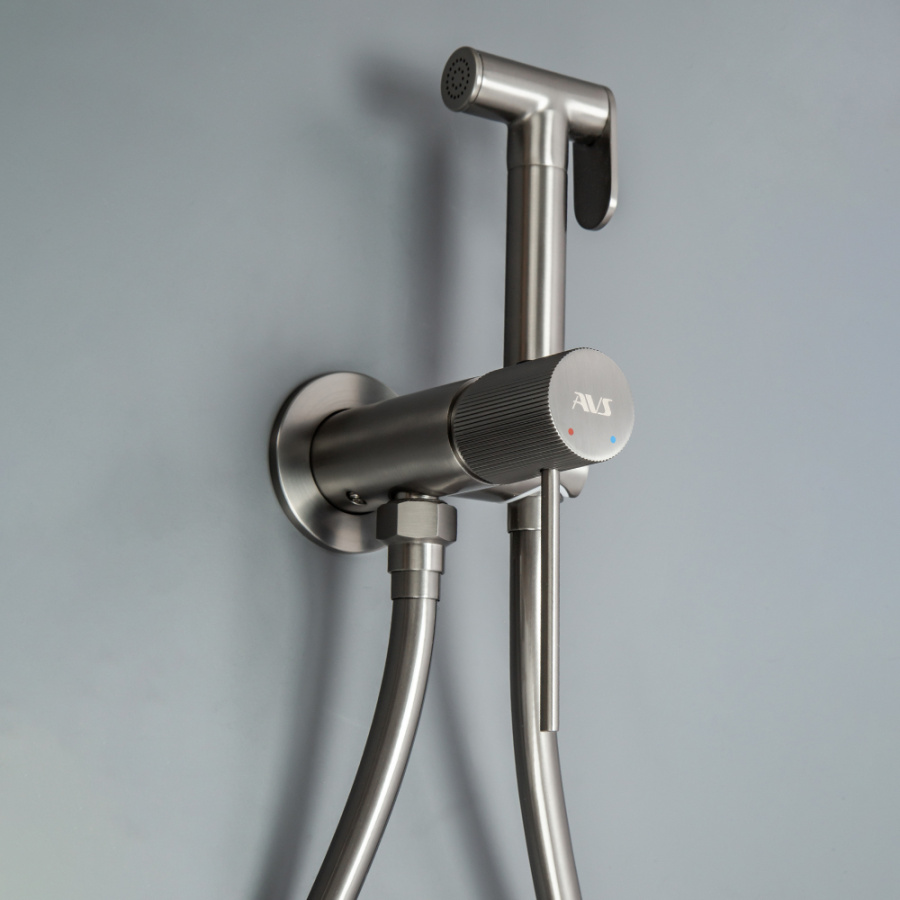 Гигиенический душ со смесителем AVS Pulse оружейная сталь Гигиенический душ со смесителем AVS Pulse оружейная сталь