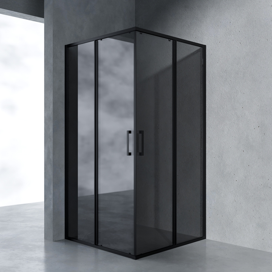 Душевой уголок AVS Куб Лайт 100x100 профиль черный матовый, стекло черное