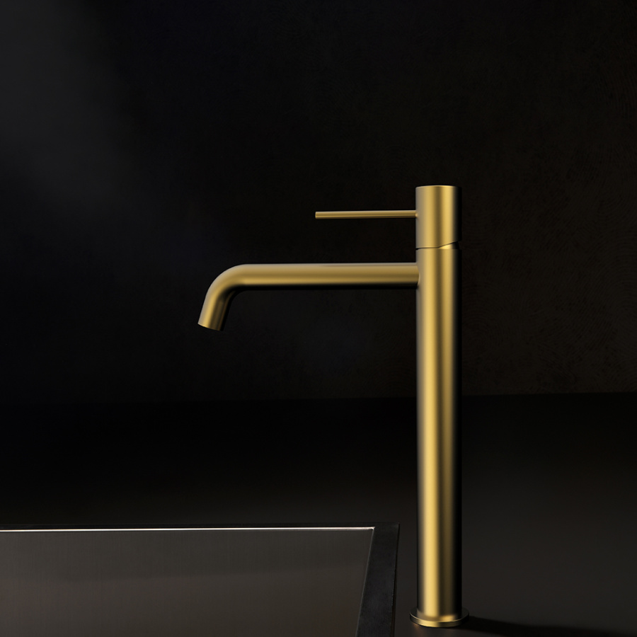 Смеситель для раковины AVS Slimmer высокий, брашированное золото Смеситель для раковины AVS Slimmer высокий, брашированное золото