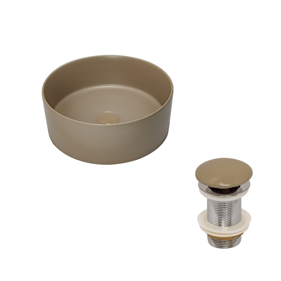 Раковина AVS Лилиан 36x36 капучино матовая с донным клапаном Раковина AVS Лилиан 36x36 капучино матовая с донным клапаном