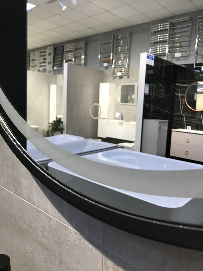 Зеркало с подсветкой AVS Мид 75x75 см, черное