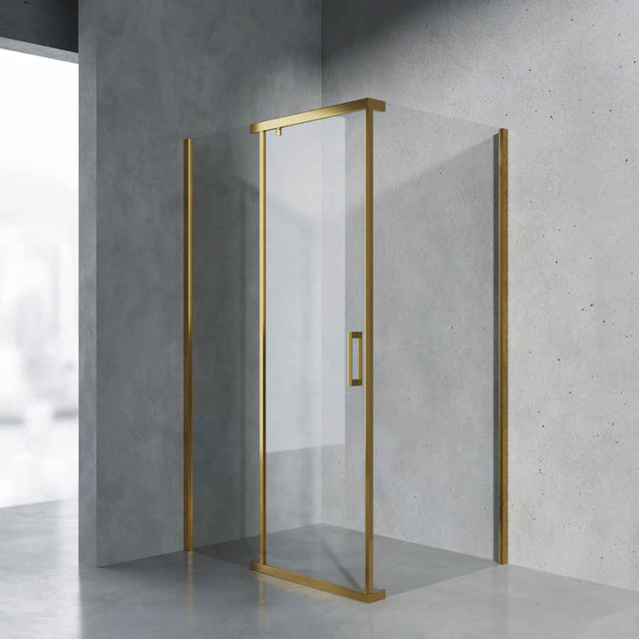 Душевой уголок AVS Фаворит 120x90 см профиль брашированное золото, стекло прозрачное