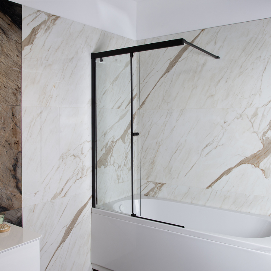 Шторка на ванну AVS Перла 100 L профиль черный матовый, стекло прозрачное Шторка на ванну AVS Перла 100 L профиль черный матовый, стекло прозрачное