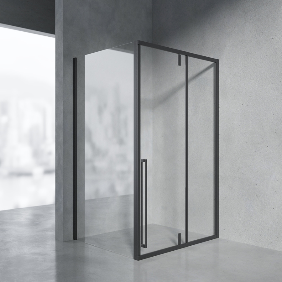 Боковая стенка AVS Акцент 90 профиль черный матовый, стекло прозрачное Боковая стенка AVS Акцент 90 профиль черный матовый, стекло прозрачное
