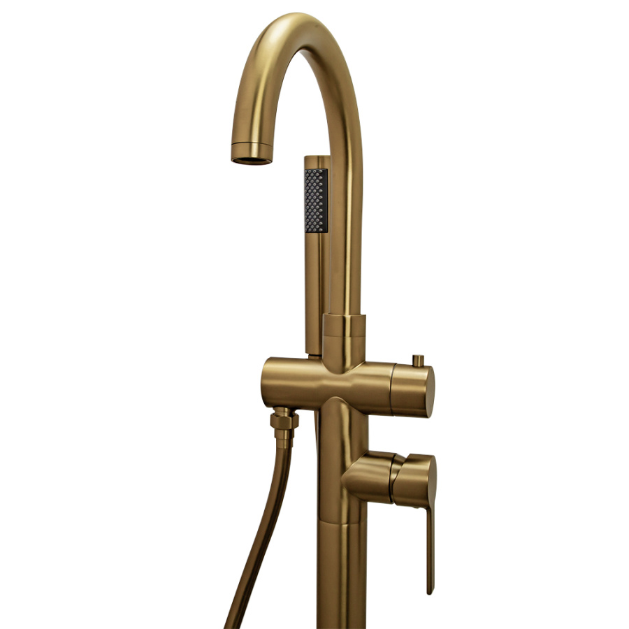 Смеситель для ванны с душем AVS Elegant напольный, брашированное золото Смеситель для ванны с душем AVS Elegant напольный, брашированное золото