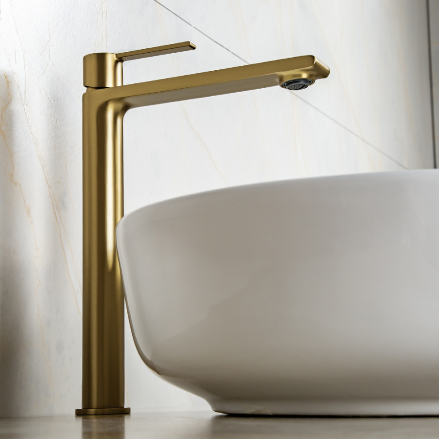 Смеситель для раковины AVS Elegant высокий, брашированное золото Смеситель для раковины AVS Elegant высокий, брашированное золото