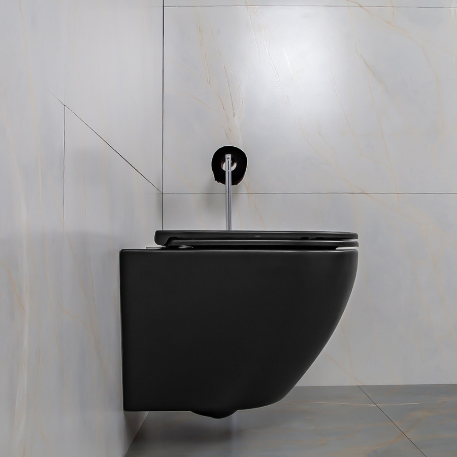 Унитаз подвесной AVS Сити безободковый, черный матовый