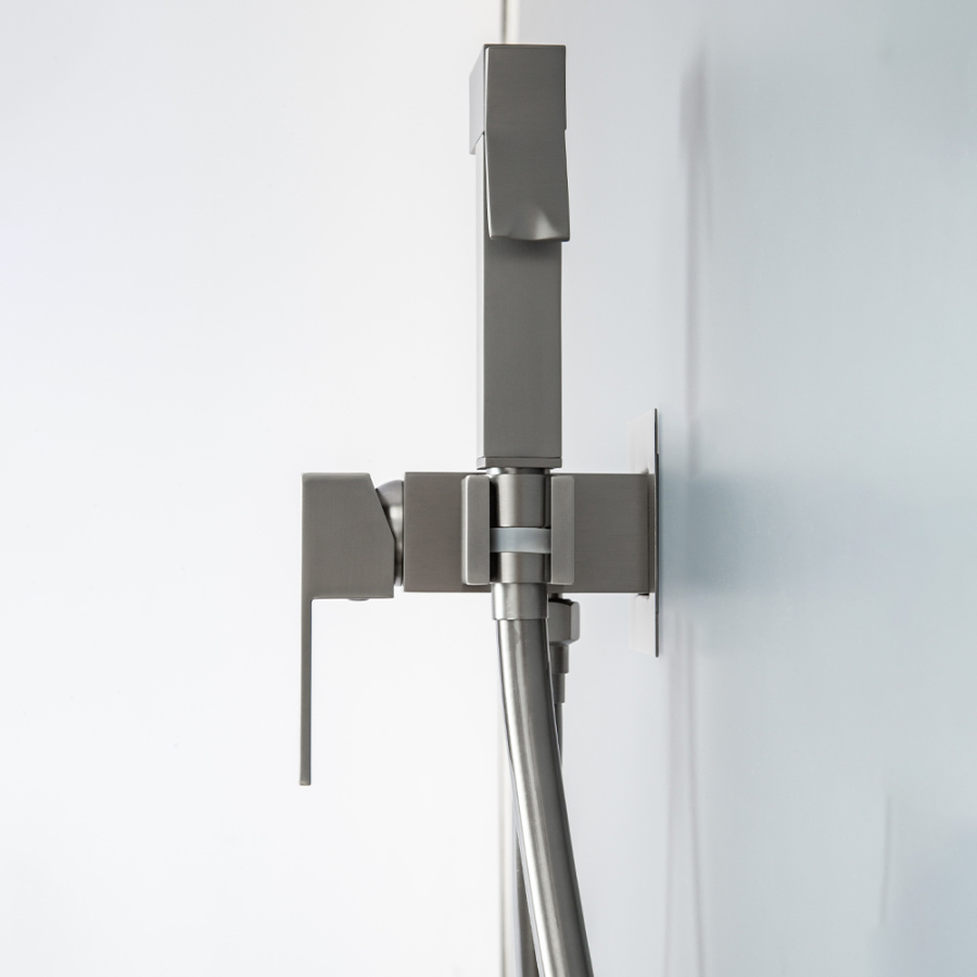Гигиенический душ со смесителем AVS Cube оружейная сталь