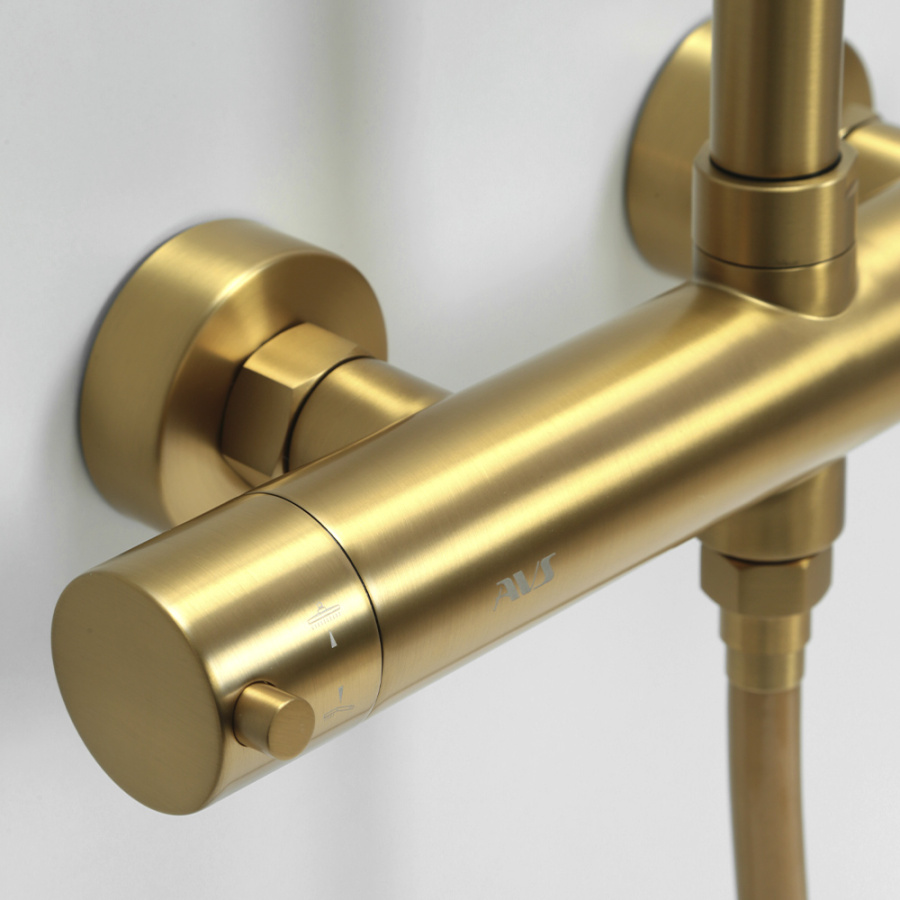 Душевая стойка AVS Pulse брашированное золото