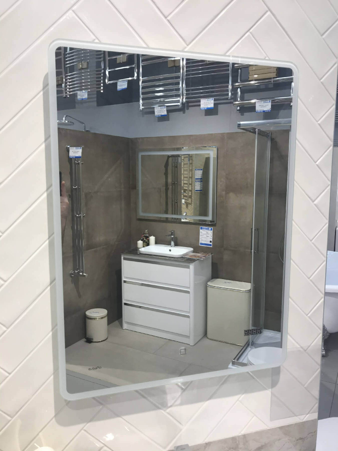 Зеркало 600х800 Led антизапотевание часы Esbano ES-2073HDS