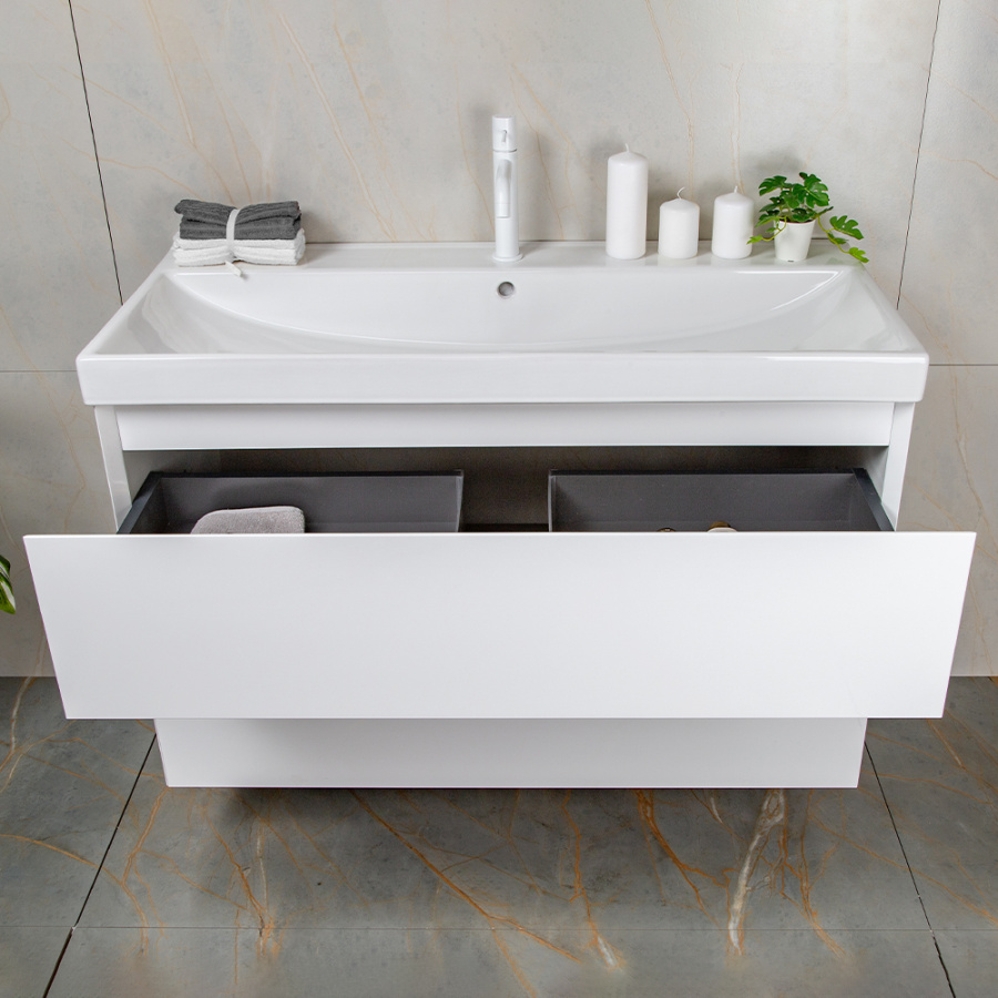 Тумба с раковиной AVS Гармония 100 белая (раковина 02 белая глянцевая) Тумба с раковиной AVS Гармония 100 белая (раковина 02 белая глянцевая)