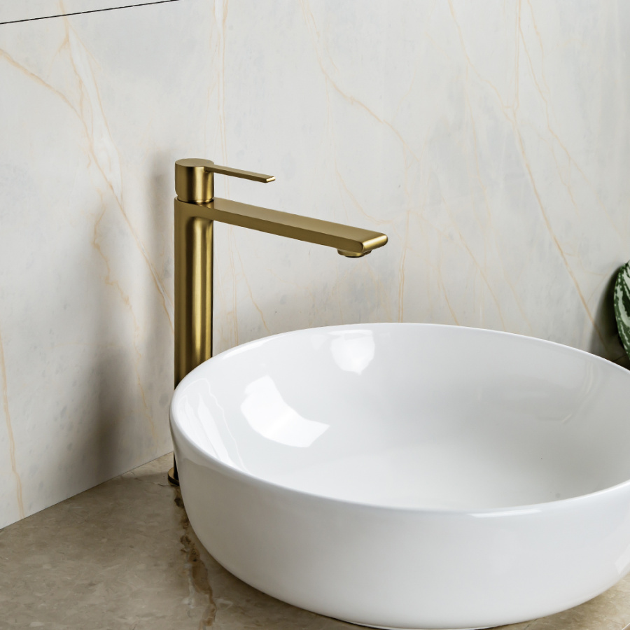 Смеситель для раковины AVS Elegant высокий, брашированное золото Смеситель для раковины AVS Elegant высокий, брашированное золото