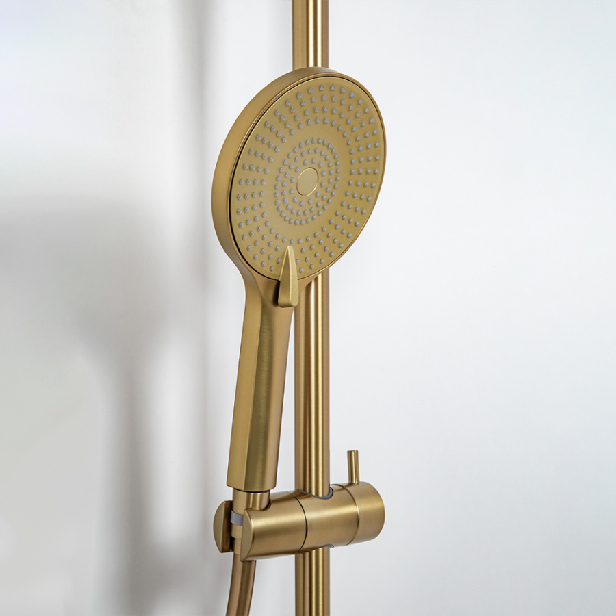 Душевая стойка AVS Slimmer с термостатом, брашированное золото Душевая стойка AVS Slimmer с термостатом, брашированное золото