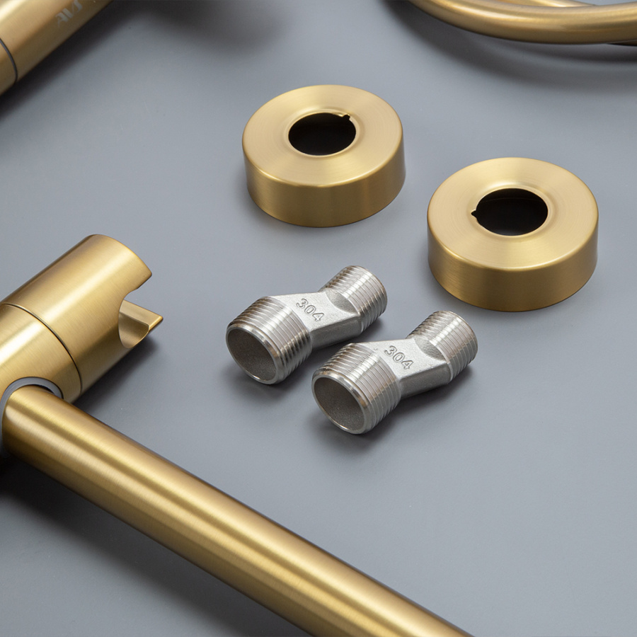 Душевая стойка AVS Slimmer с термостатом, брашированное золото Душевая стойка AVS Slimmer с термостатом, брашированное золото