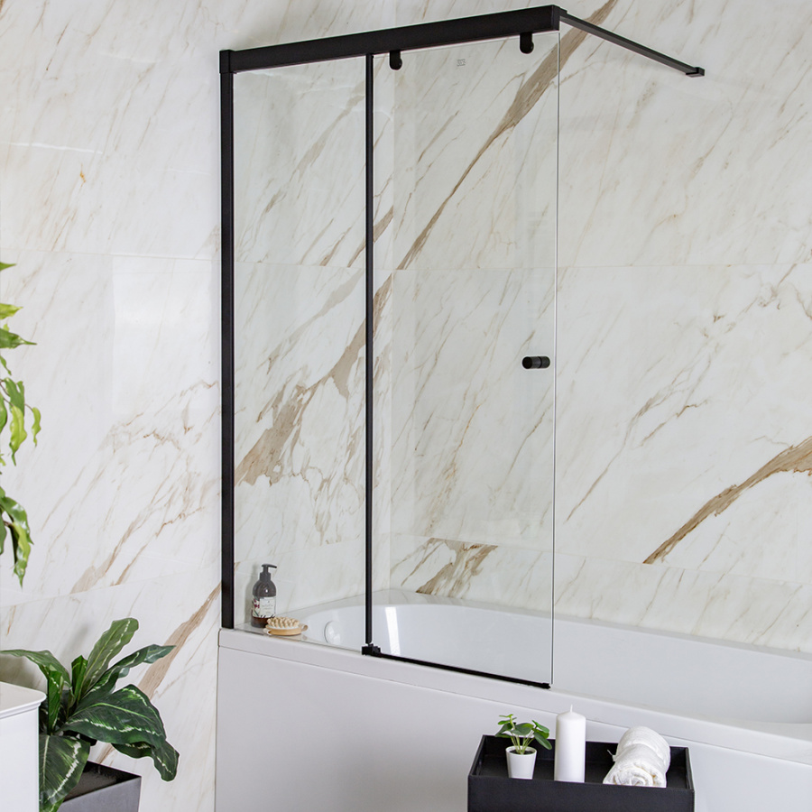 Шторка на ванну AVS Перла 100 L профиль черный матовый, стекло прозрачное Шторка на ванну AVS Перла 100 L профиль черный матовый, стекло прозрачное