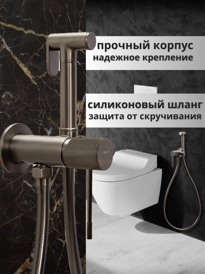 Гигиенический душ со смесителем AVS Seeme оружейная сталь Гигиенический душ со смесителем AVS Seeme оружейная сталь