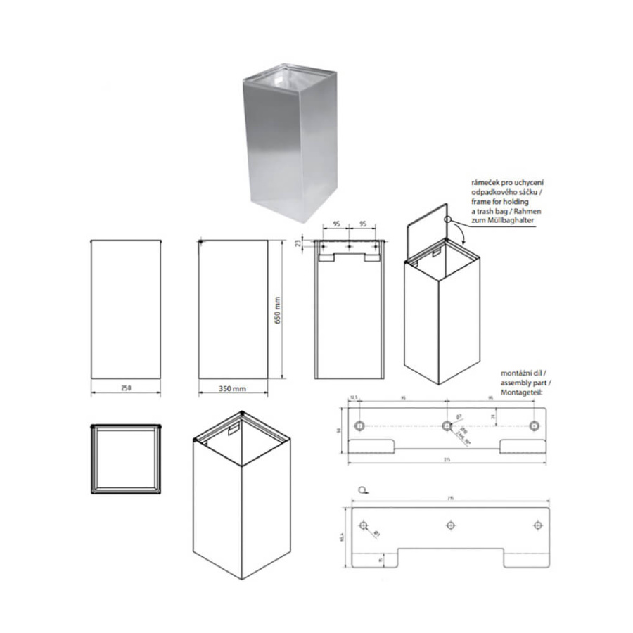 Ведро для мусора хромовое 75 л BEMETA 101915131 Ведро для мусора хромовое 75 л BEMETA 101915131